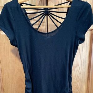 Candies open back black sweater Tee